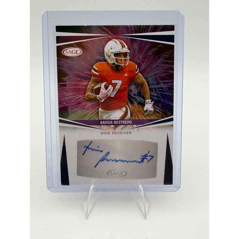 2025 SAGE Xavier Restrepo Autograph Card A-XR Miami Hurricanes WR NM-MT